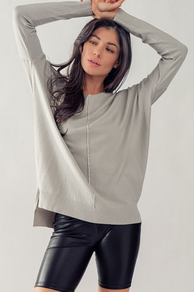 Cleo High-Low Sweater | Grey