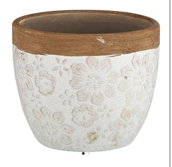cream ceramic plant pot Cream & Beige Flower Pot – Urban Trends Boutique