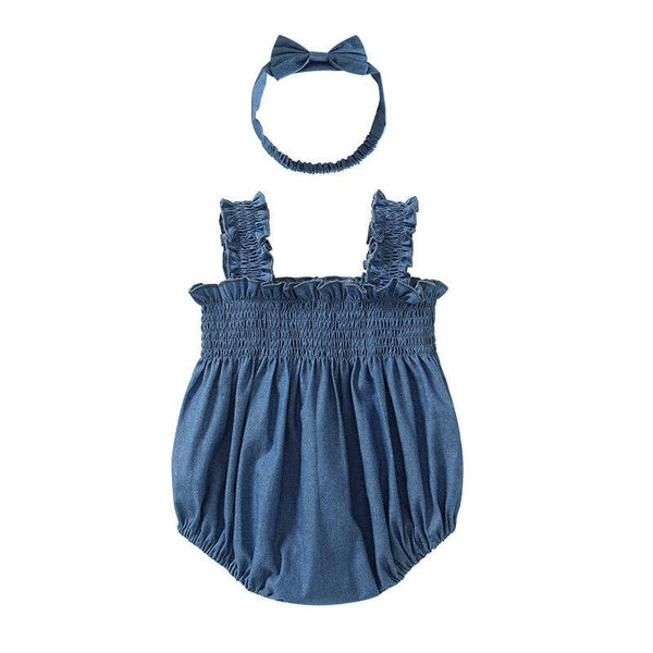 Baby Girl Ruffle Romper + Bow Headband