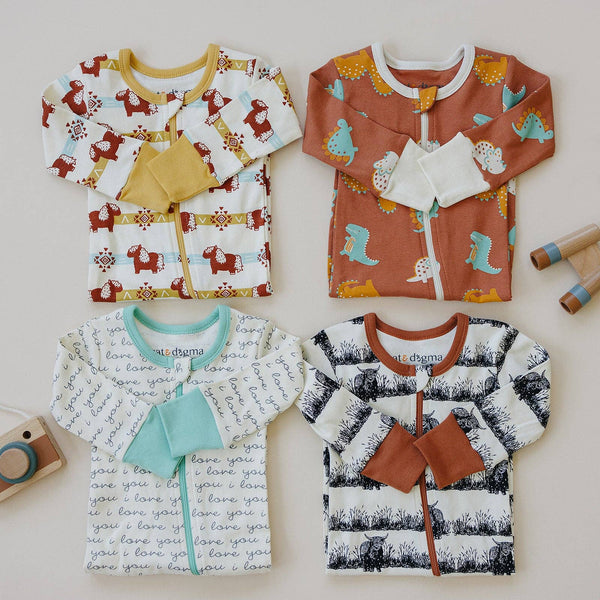 Organic Cotton Zippy | I Love You (Mint)