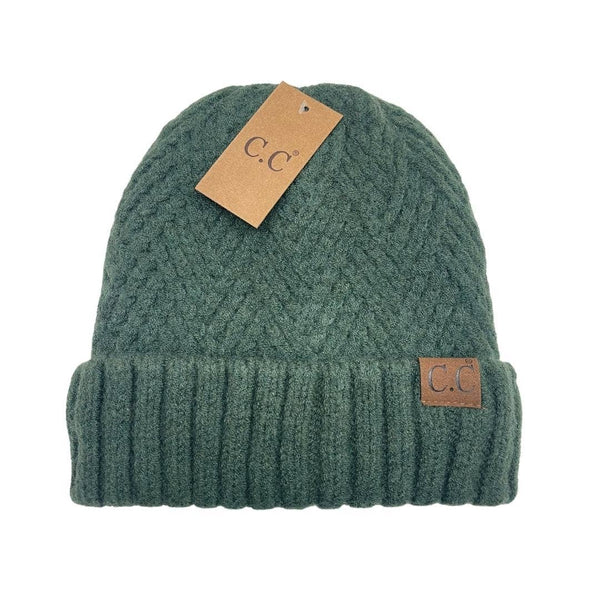 C.C | Fuzzy Lined Crisscross Beanie | Rust or Olive