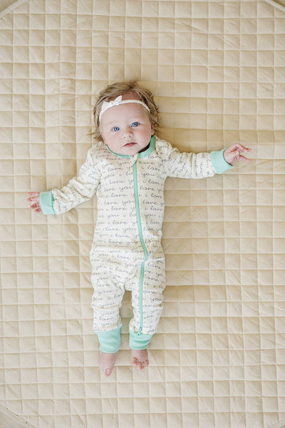 Organic Cotton Zippy | I Love You (Mint)