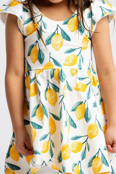 Watercolor Lemons Twirl Dress