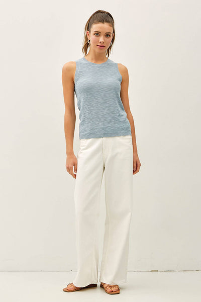 Light Blue Knit Slub Tank