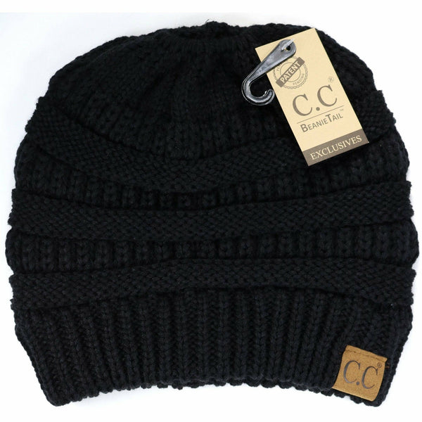 C.C | Solid Classic Messy Bun Beanie