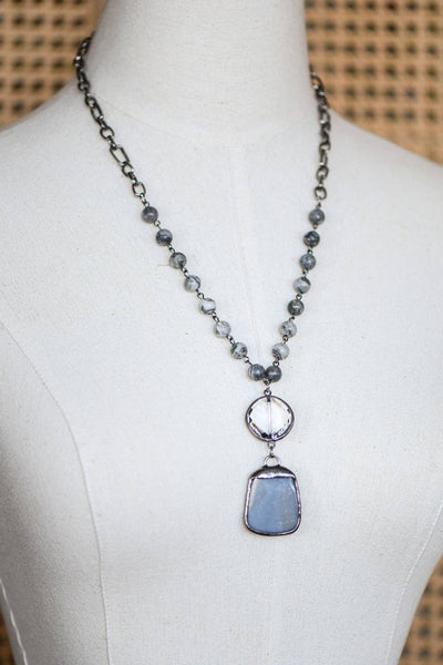 Mia Natural Stone Pendant Beaded Necklace