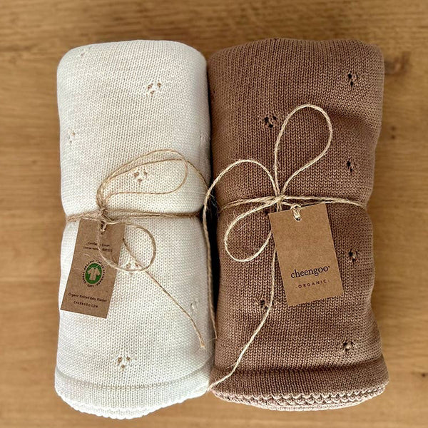 Organic Knit Baby Blanket - Taupe