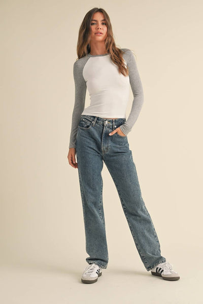 Blain Raglan Long Sleeve Tee | Grey