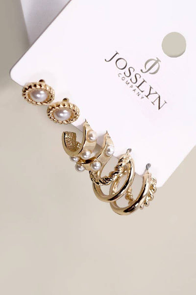 Pearl Golden Hoop Trio