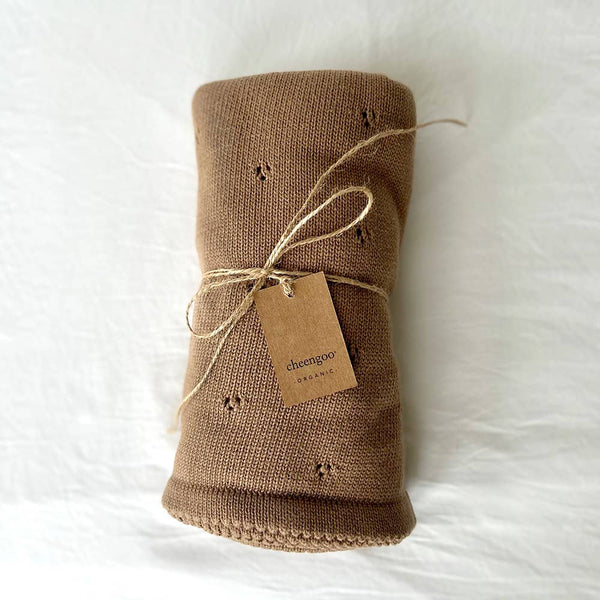 Organic Knit Baby Blanket - Taupe
