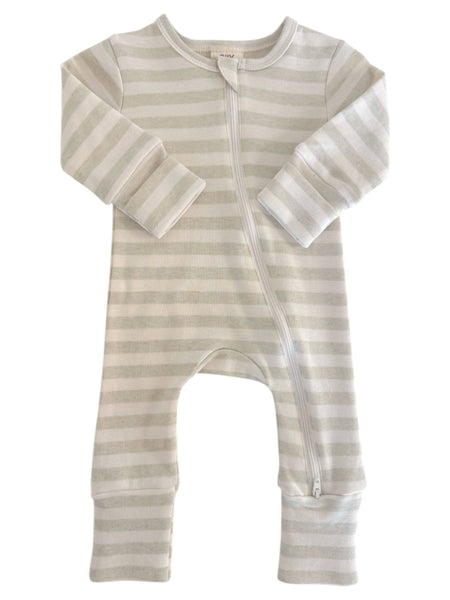 Sage Stripe |Organic Romper