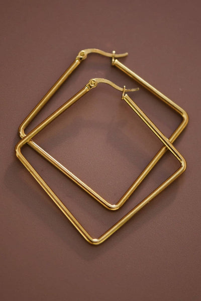 Square 18k Gold Earrings