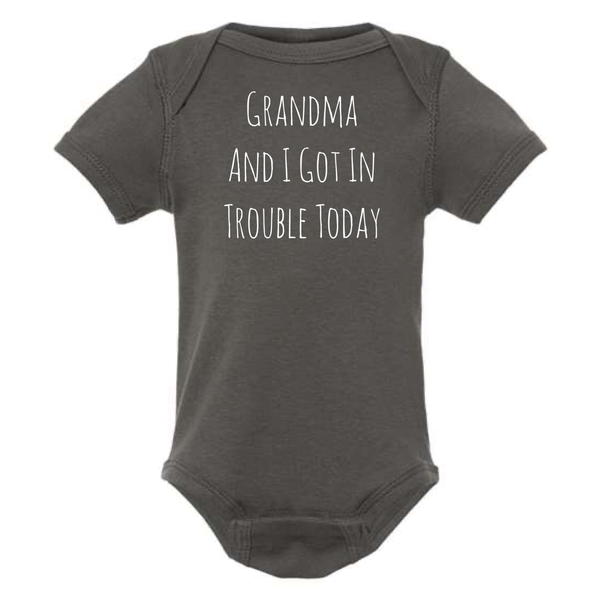Grandpa and I Got in Trouble Today Onesie | Charcoal