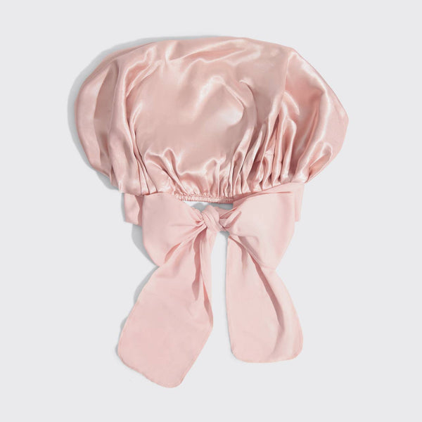 Adjustable Oversized Satin Bonnet- Blush/Blue