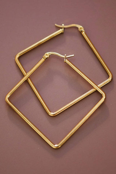 Square 18k Gold Earrings