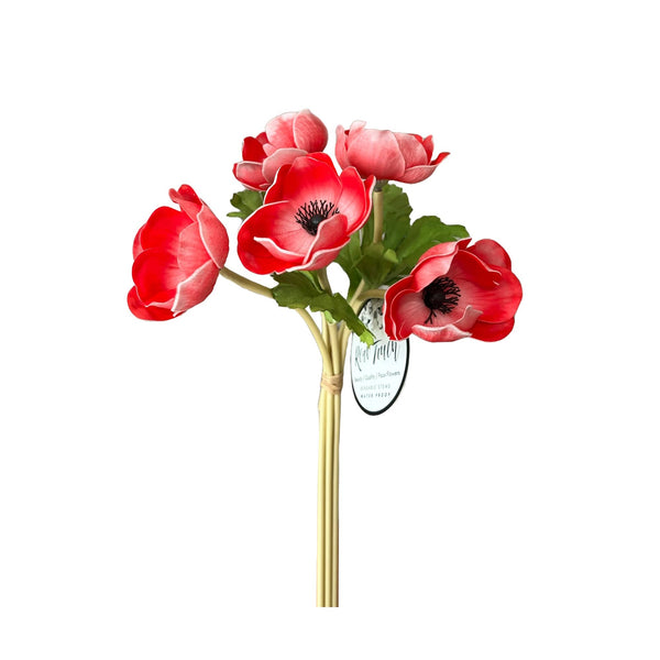 Real Touch Anemone | 5 stem raffia tied 12"