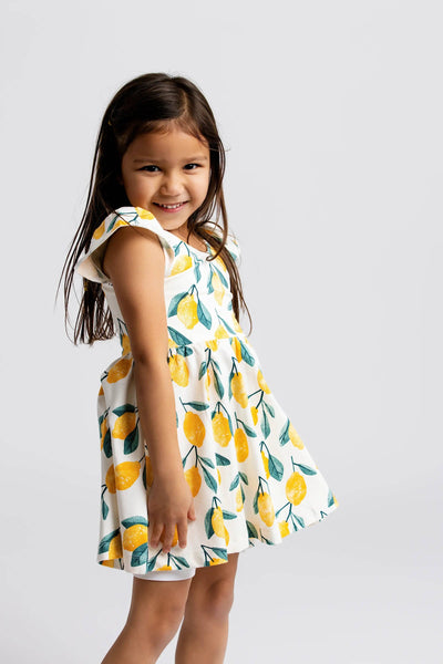 Watercolor Lemons Twirl Dress
