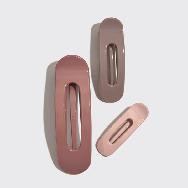 Flat Lay Claw Clip 3pc Flat | Glossy Terracotta