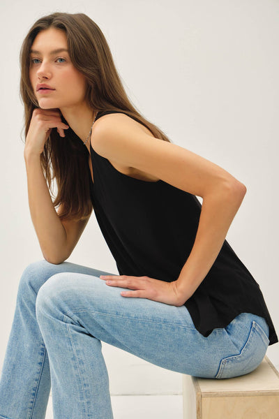 Tara V-Neck Tank | Black