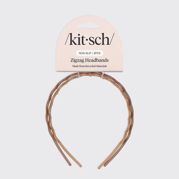 Recycled Plastic Zig Zag Headband 2pc - Neutral
