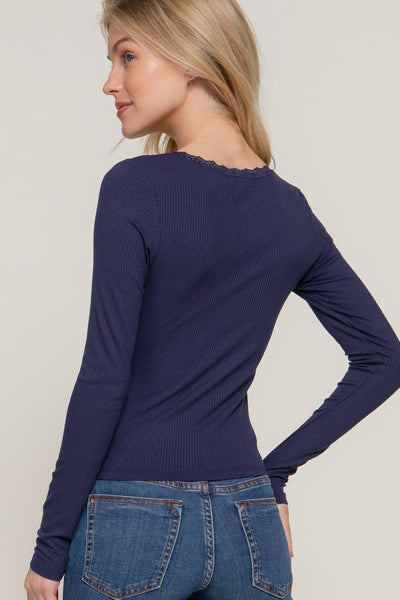 Libby Rib Top | Navy