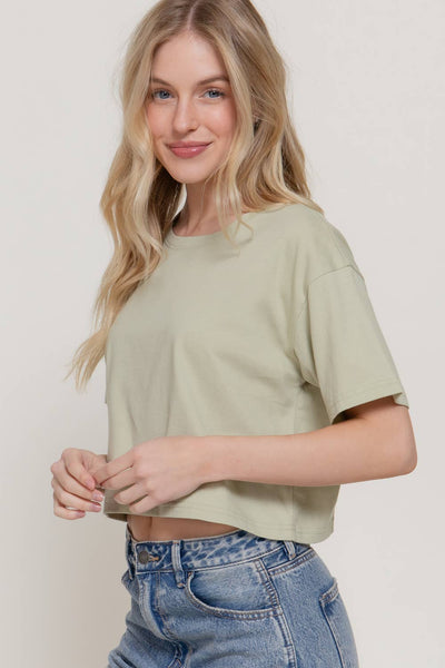 Oversize Crop Tee Beige