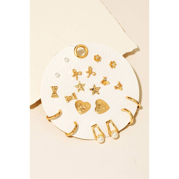 Hearts, Stars, Studs & Hoops Earrings Set