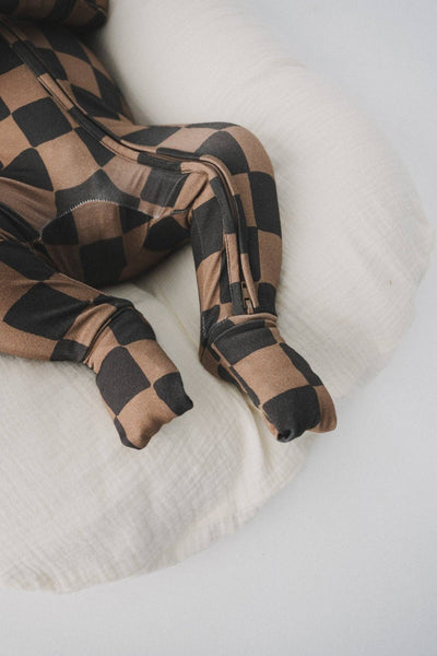 Earth Checkerboard Zipper Romper