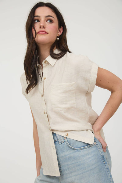 Oatmeal Woven Top