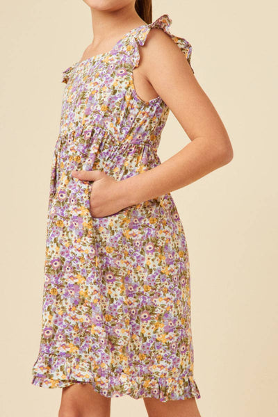 Girls Finn Floral Ruffle Hem Tank Dress