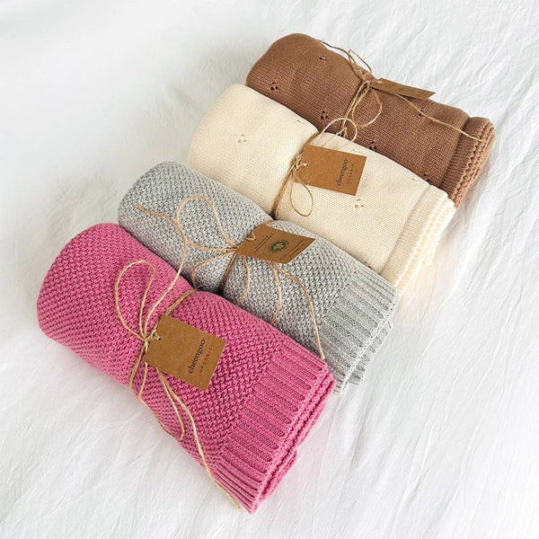 Organic Knit Baby Blanket - Taupe