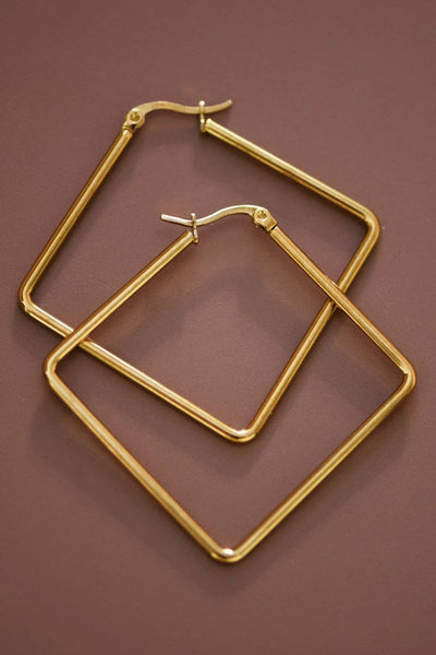 Square 18k Gold Earrings