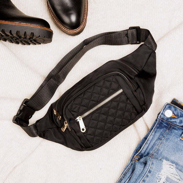 Black Quilted Sling/Belt Bag