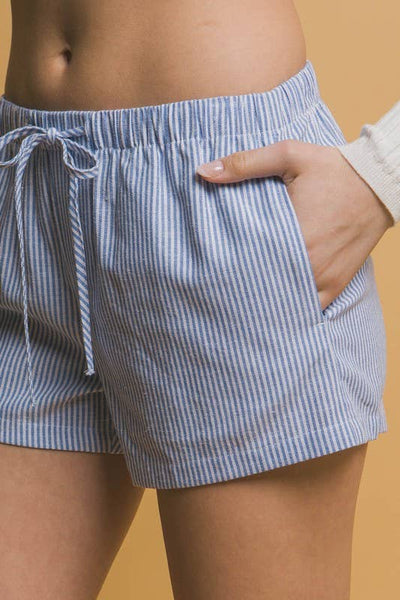 Vanilla Monkey - Low- Rise Stripe Linen Shorts