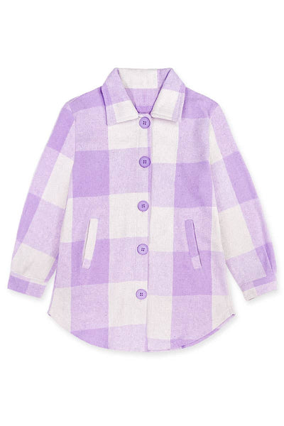 Purple Rush Kids Plaid Flannel Shacket