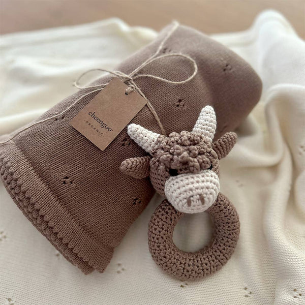 Organic Knit Baby Blanket - Taupe