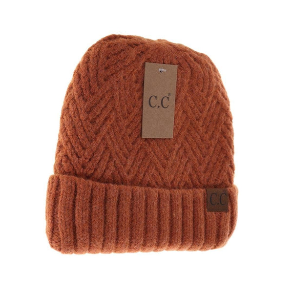C.C | Fuzzy Lined Crisscross Beanie | Rust or Olive