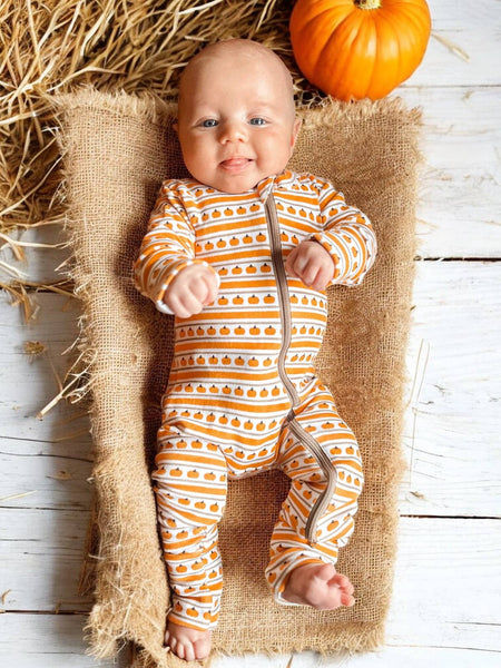Pumpkin Stripe | Organic Romper