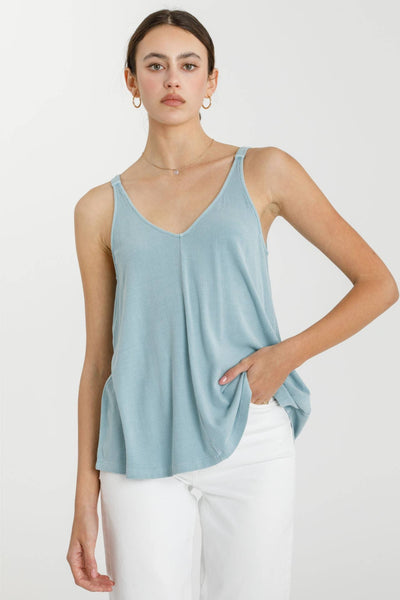 Vintage Ribbed Wash Tank | Retro Blue
