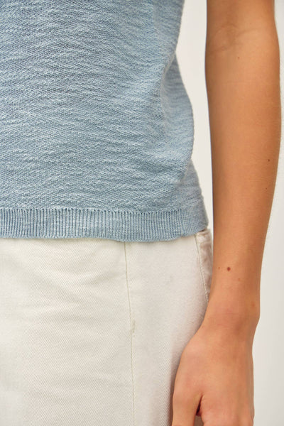 Light Blue Knit Slub Tank