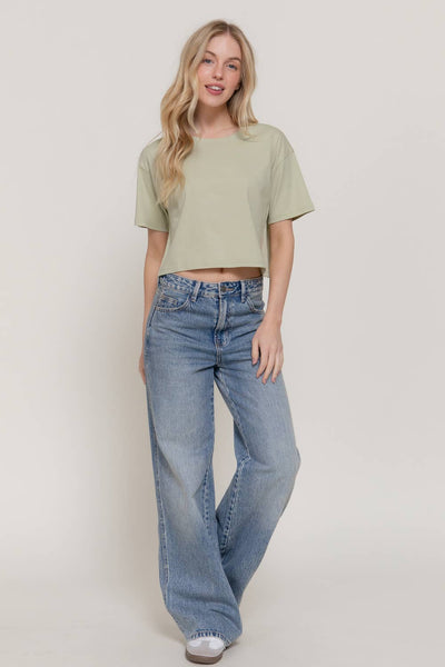 Oversize Crop Tee Beige
