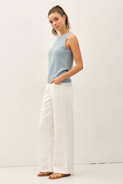 Light Blue Knit Slub Tank