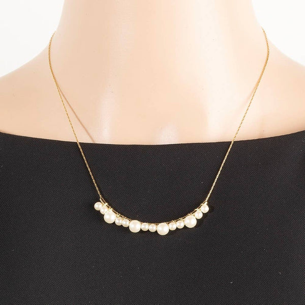Pearl Beaded Bar Dainty Chain Necklace