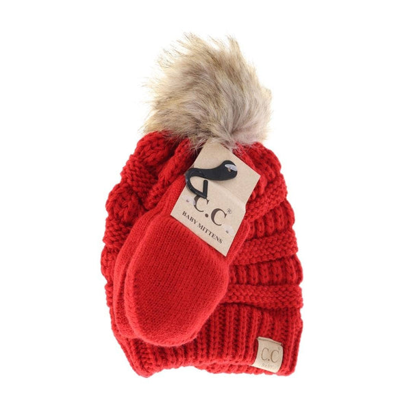 Baby C.C | Fur Pom Beanie with Mittens