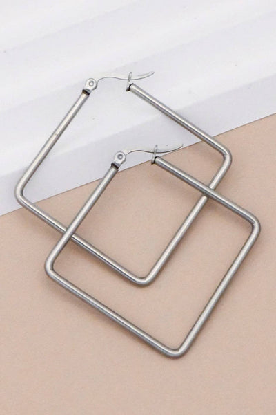Square Silver Earrings