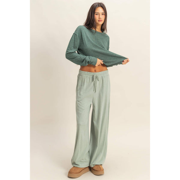 Best Cozy High Waist Pants | Light Green