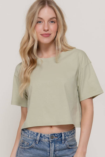 Oversize Crop Tee Beige