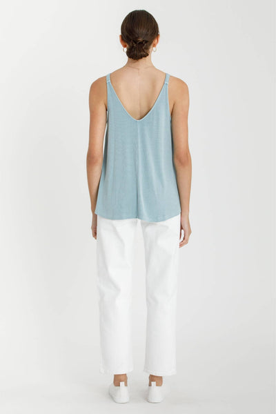 Vintage Ribbed Wash Tank | Retro Blue