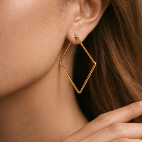 Square 18k Gold Earrings