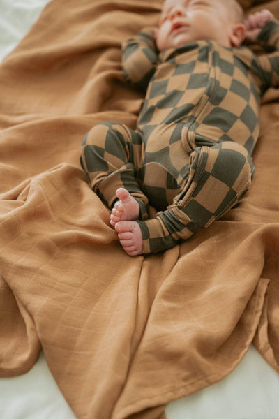 Earth Checkerboard Zipper Romper